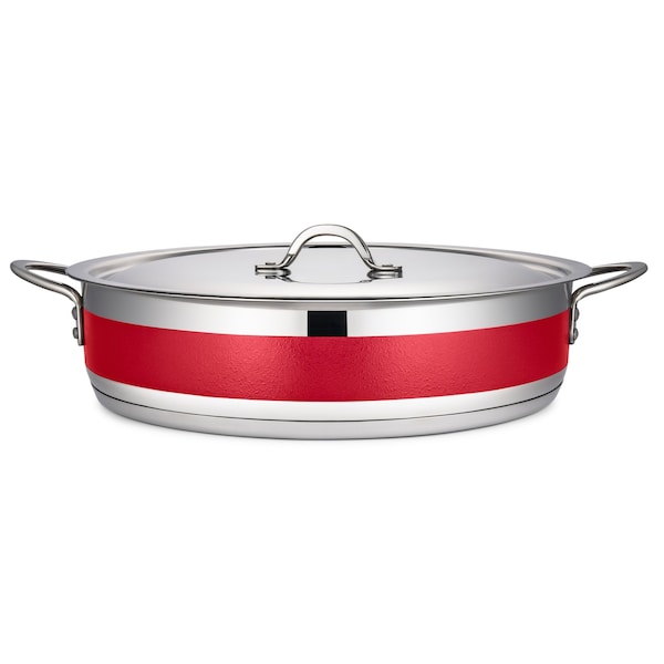 Bon Chef Country French 2 Pot W/Cover 14 3/4" Dia X 3 3/8" H 9 Qt - Red 71032-CF2-R - main